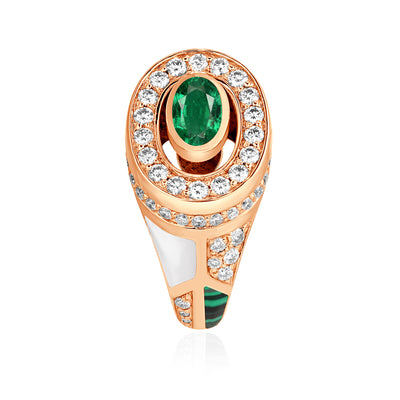 D' OPRAH Rose Gold Diamond Earring with natural emerald