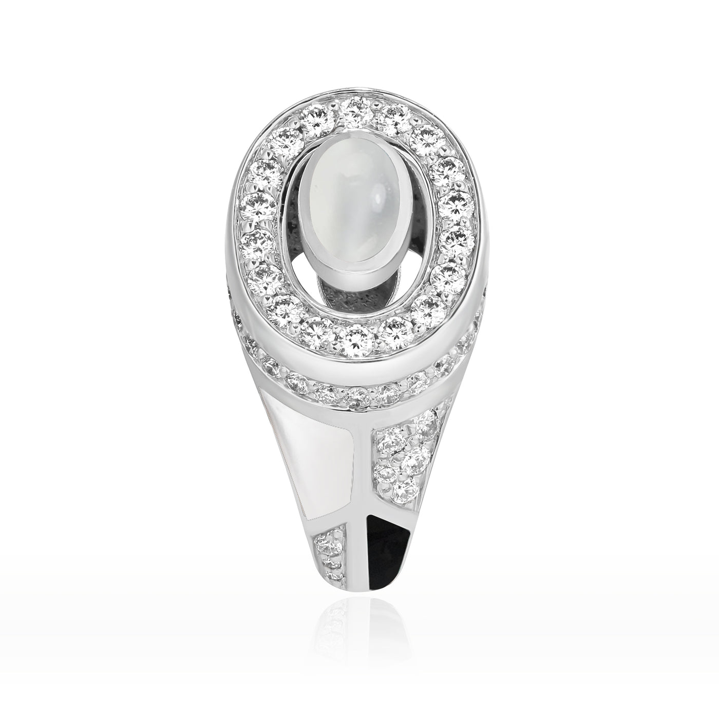 D' OPRAH White Gold Diamond Earring natural Moon Stone