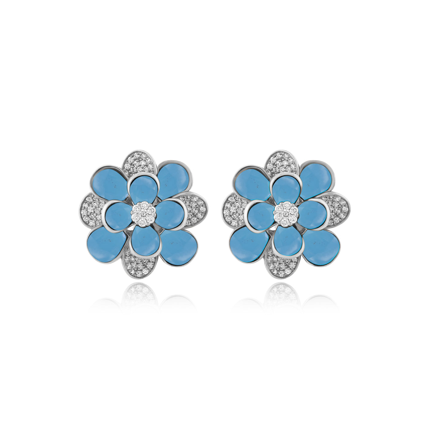 RONZA White Gold Diamond Earrings with Turquoise