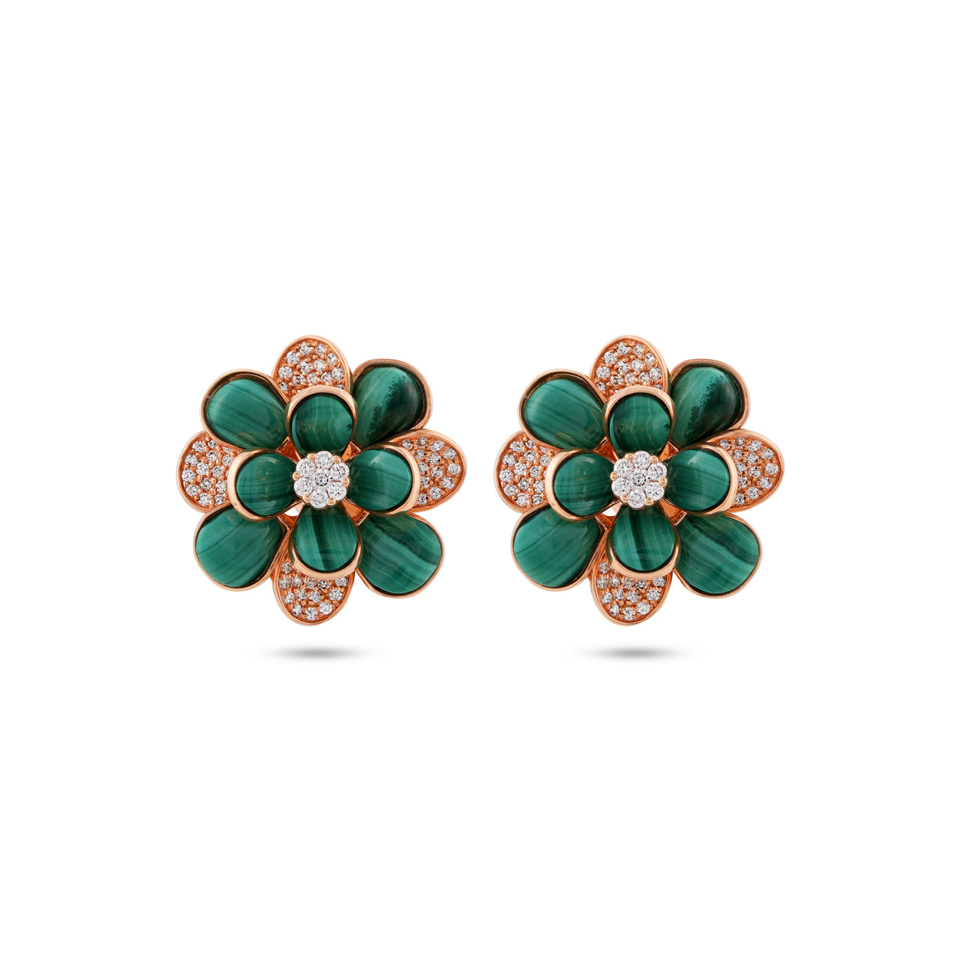 RONZA Rose Gold Diamond Earring with Malachite