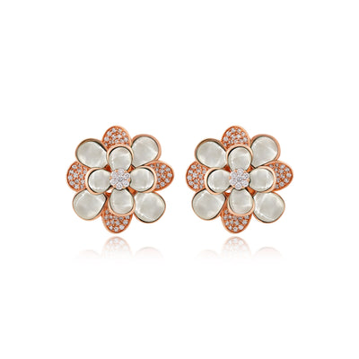 Rose Gold Diamond Earring RONZA Rose Gold Diamond Earring with Mother of Pearl