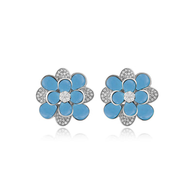 RONZA White Gold Diamond Earring with Black Onyx