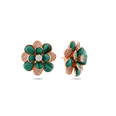 RONZA Rose Gold Diamond Earring with Malachite