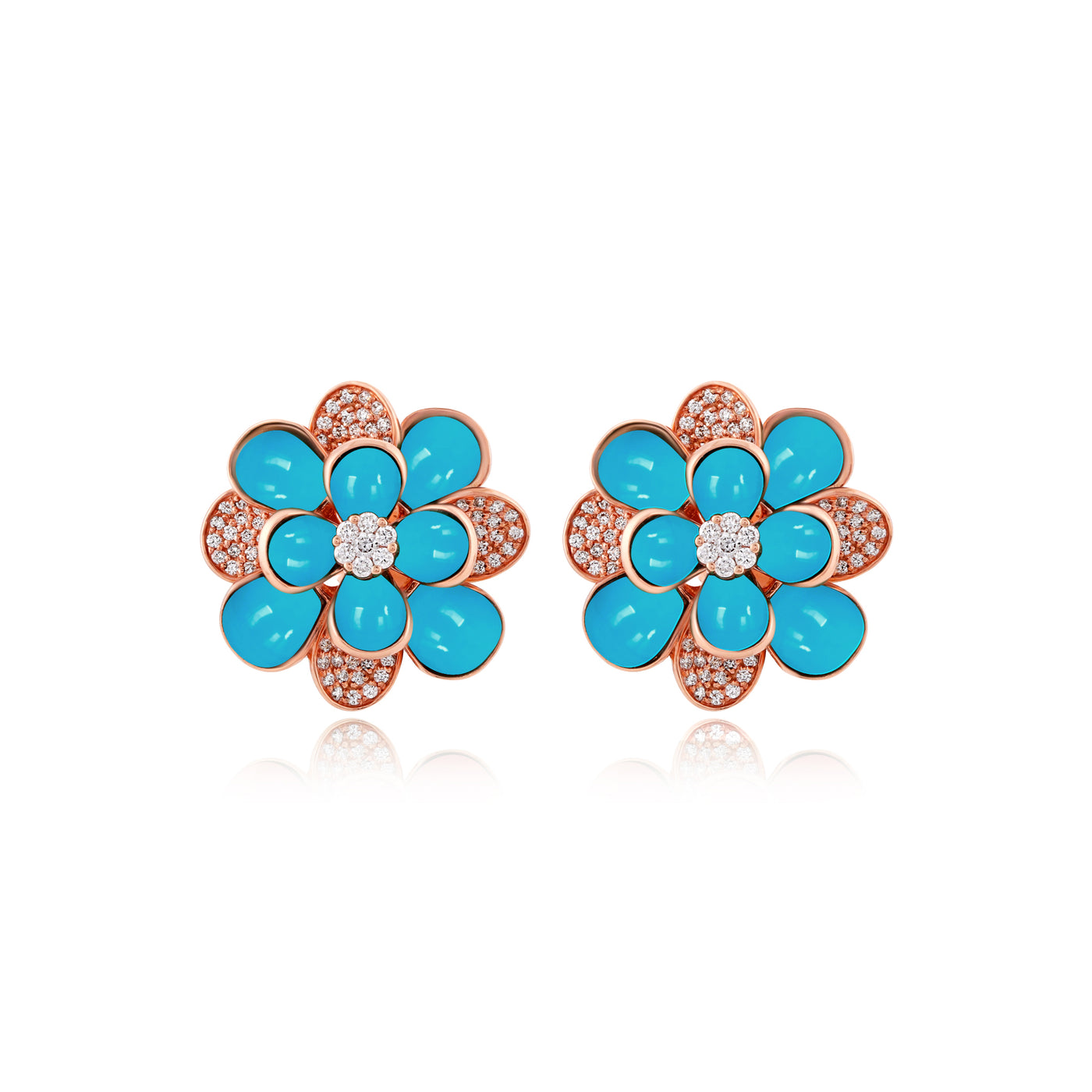 RONZA Rose Gold Diamond Earring with Malachite