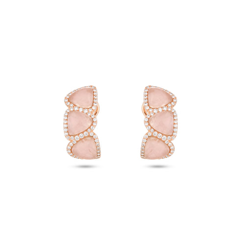  La miniera Rose Gold Rose Quartz Diamond Earring