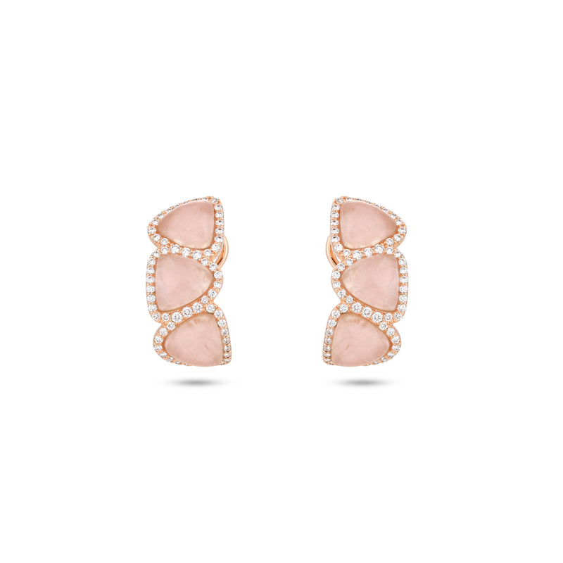 La miniera Rose Gold Rose Quartz Diamond Earring
