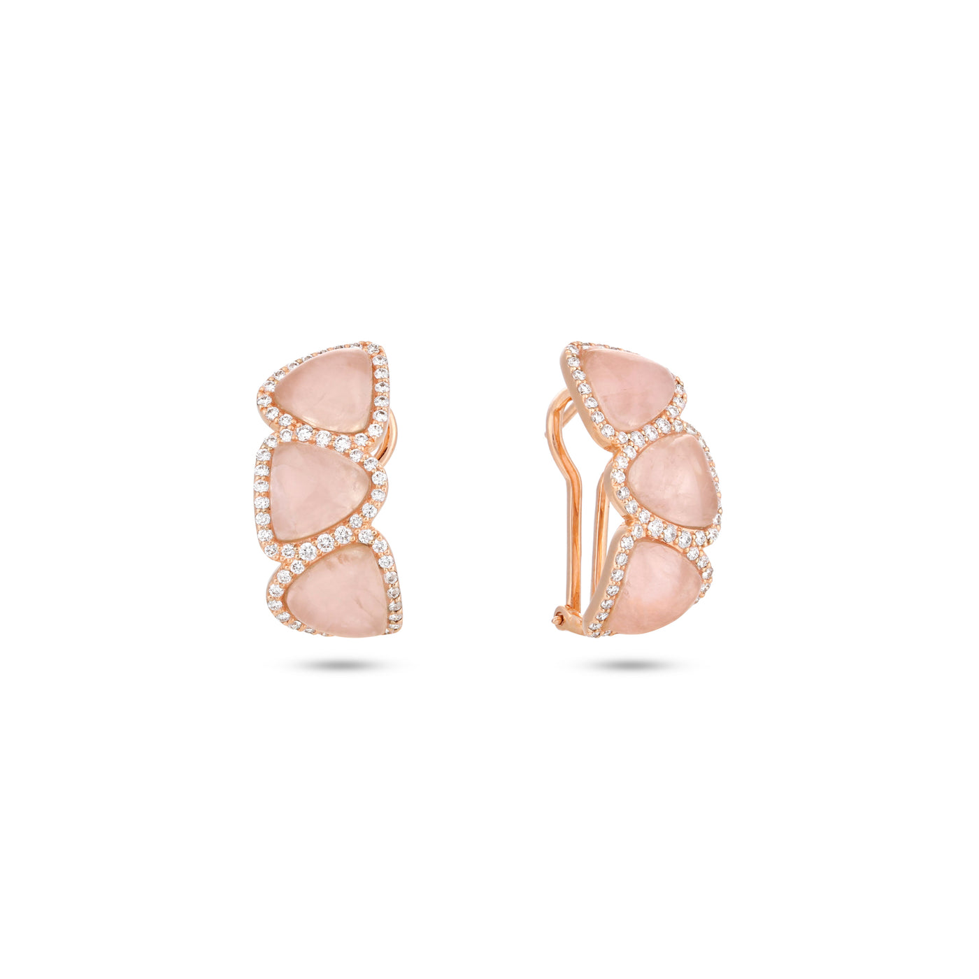 La miniera Rose Gold Rose Quartz Diamond Earring
