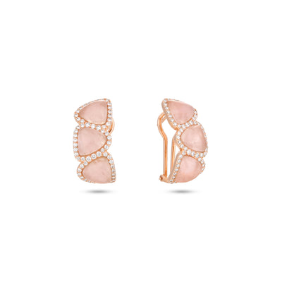 La miniera Rose Gold Rose Quartz Diamond Earring