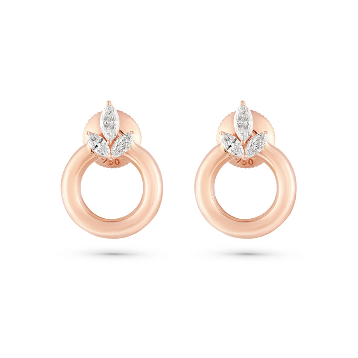 Etoile Radiant Rose Gold Diamond Earrings