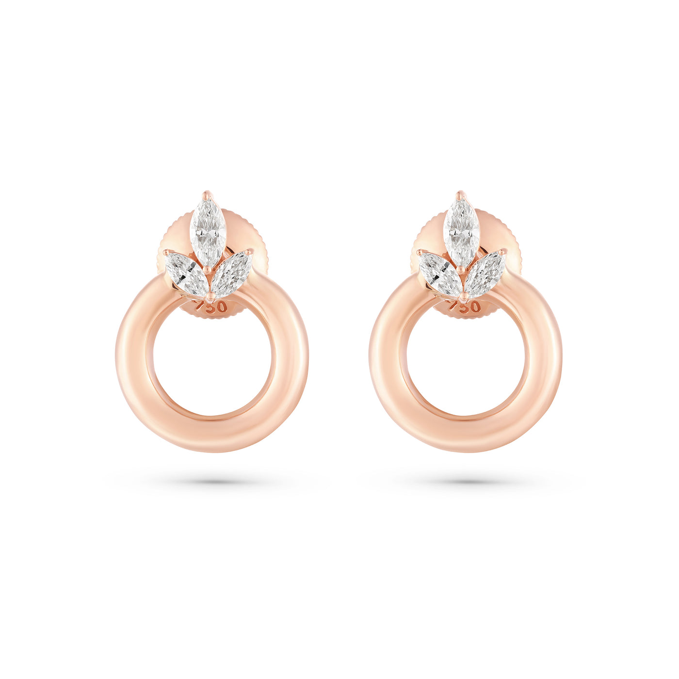 Etoile Radiant Rose Gold Diamond Earrings