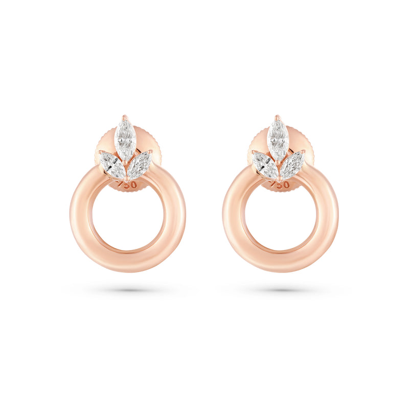 Etoile Radiant Rose Gold Diamond Earrings