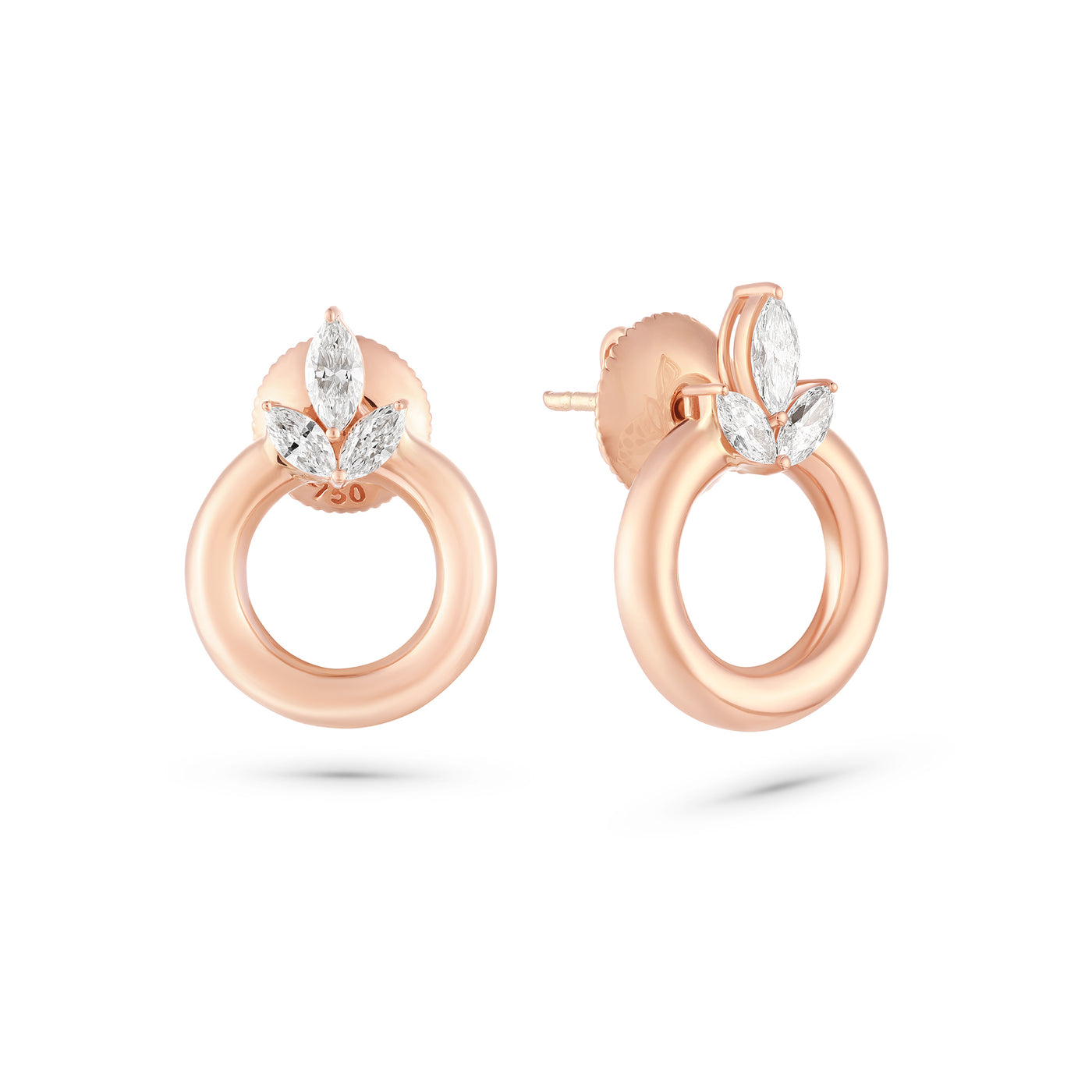 Etoile Radiant Rose Gold Diamond Earrings