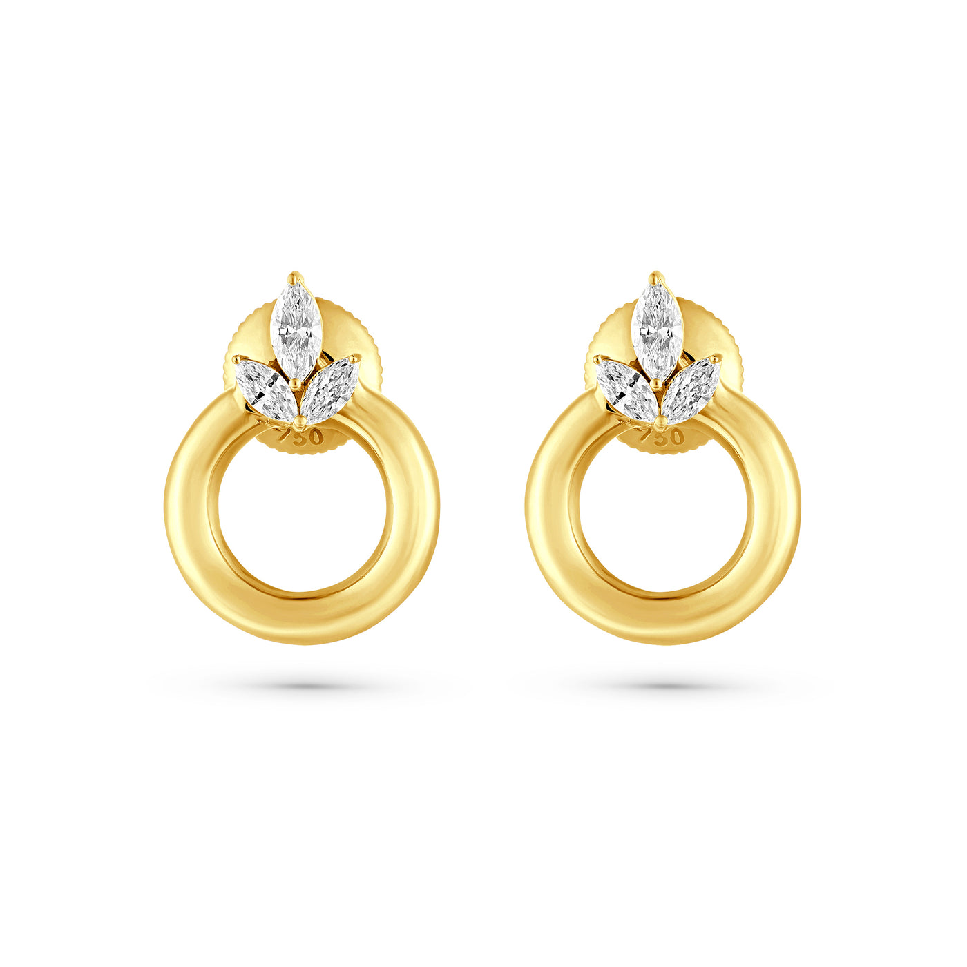 Etoile Radiant Yellow Gold Diamond Earrings