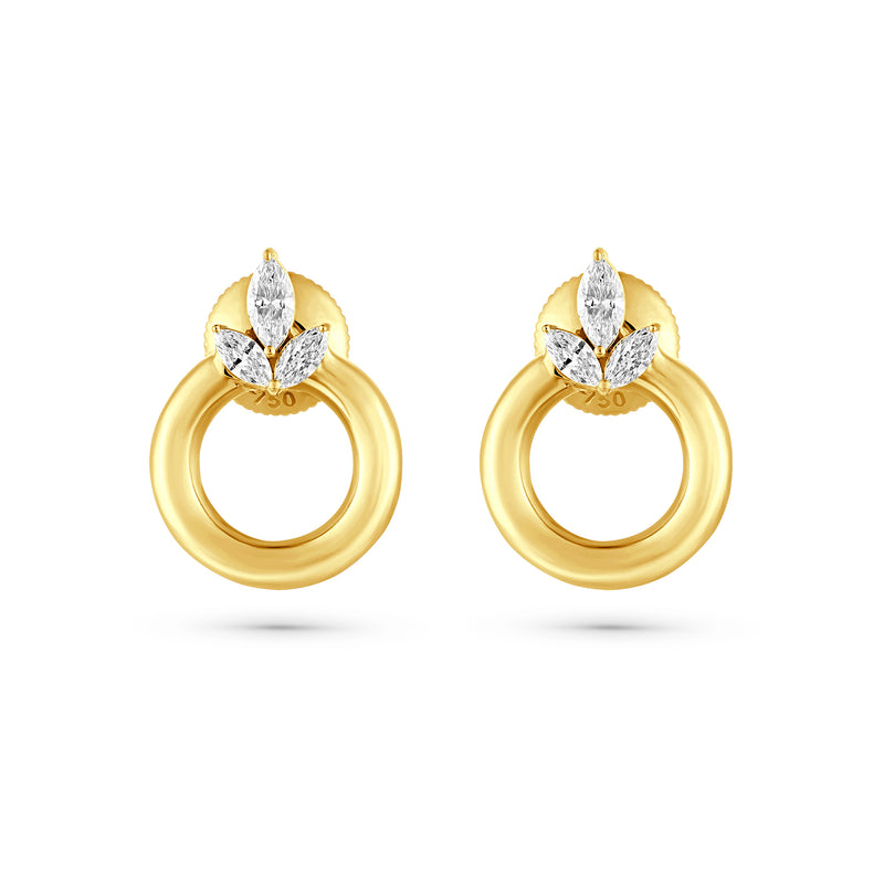 Etoile Radiant Yellow Gold Diamond Earrings