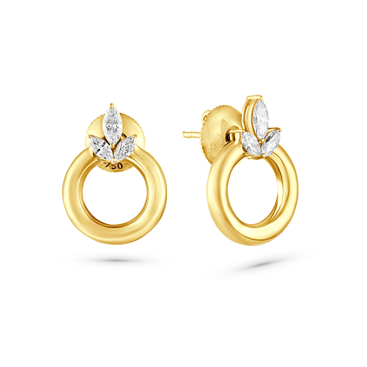 Etoile Radiant Yellow Gold Diamond Earrings