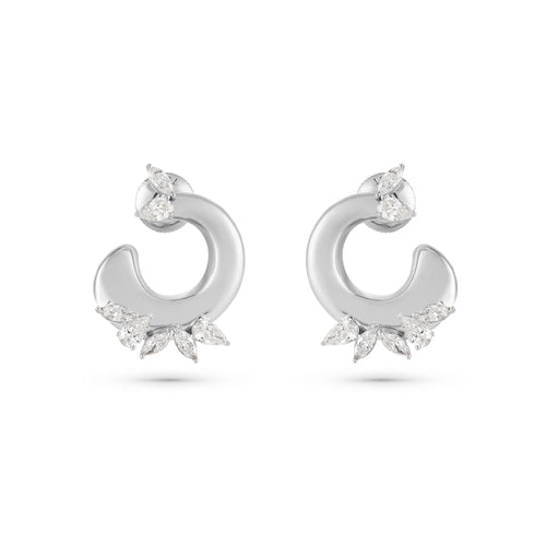 Rose Gold Seculpted Hoop Earrings ÉTOILE Rose Gold Sculpted Hoop Earrings with Marquise Diamonds