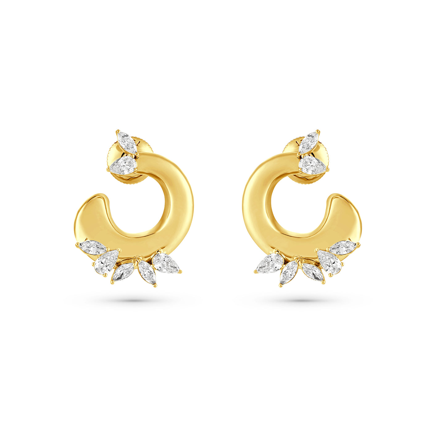 Etoile Radiant Yellow Gold Diamond Earrings