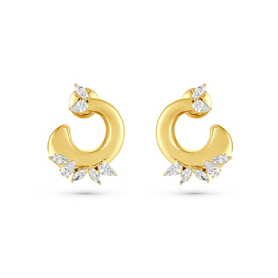  Etoile Radiant Yellow Gold Diamond Earrings