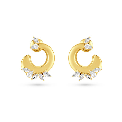  Etoile Radiant Yellow Gold Diamond Earrings