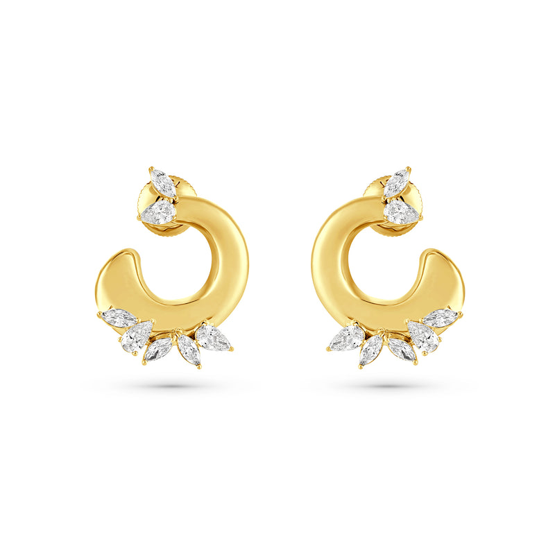 Etoile Radiant Yellow Gold Diamond Earrings
