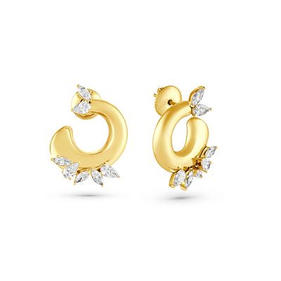 Etoile Radiant Yellow Gold Diamond Earrings