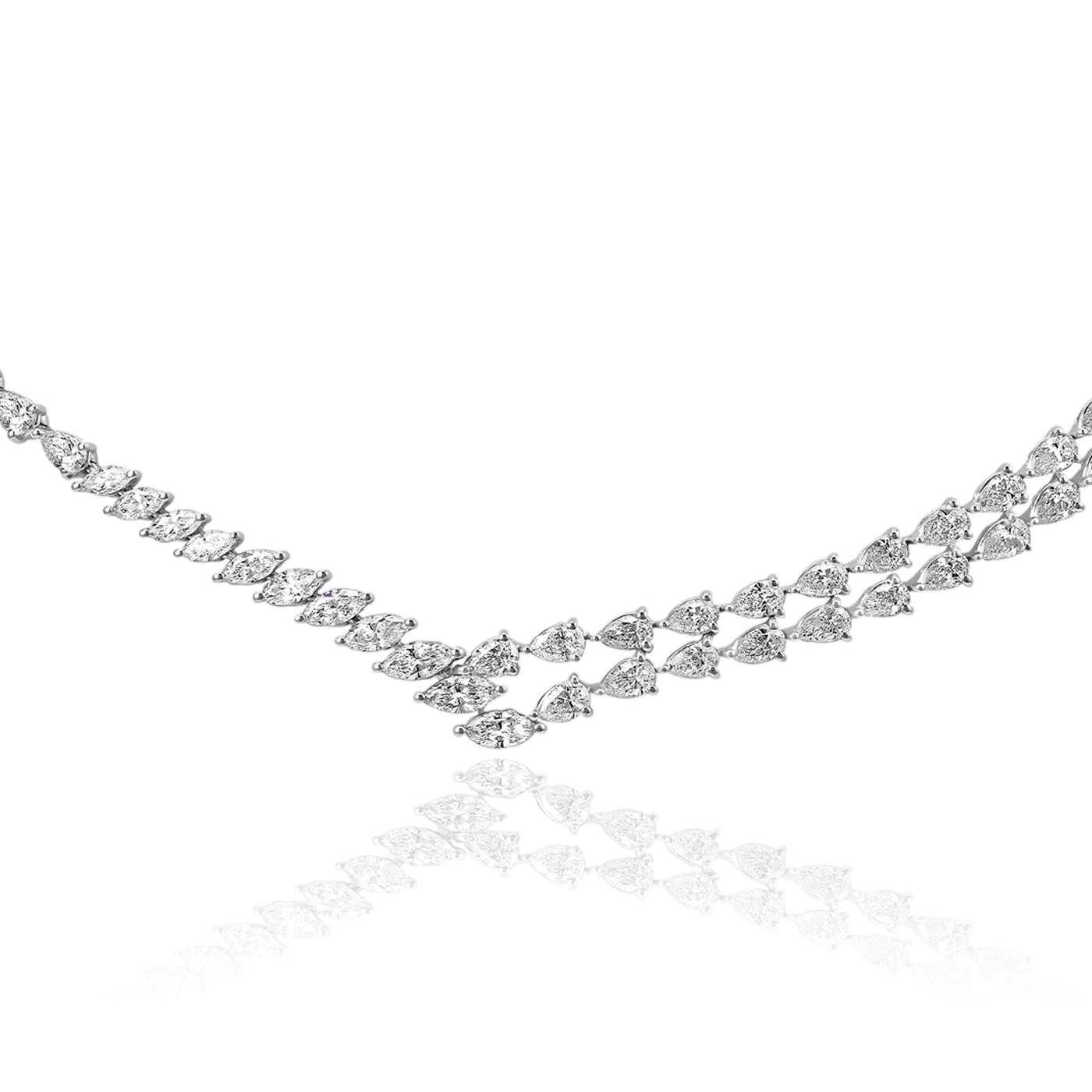 SB Tennis Necklace White Gold Diamond multi Shape Cut