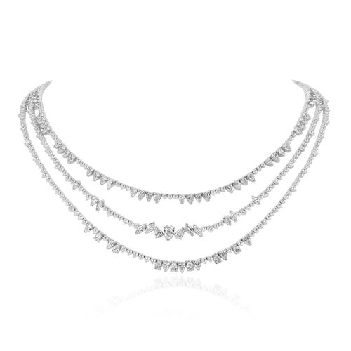 SB Tennis Necklace Luscious 3Layer multi shape Diamond SB Tennis Necklace Luscious 3Layer multi shape Diamond