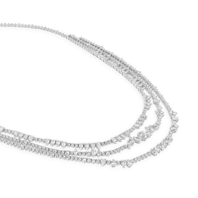 SB Tennis Necklace Luscious 3Layer multi shape Diamond