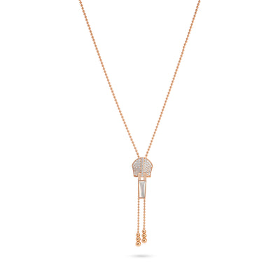 Lucien Rose Gold Diamond Zip Mother Of Pearl Necklace