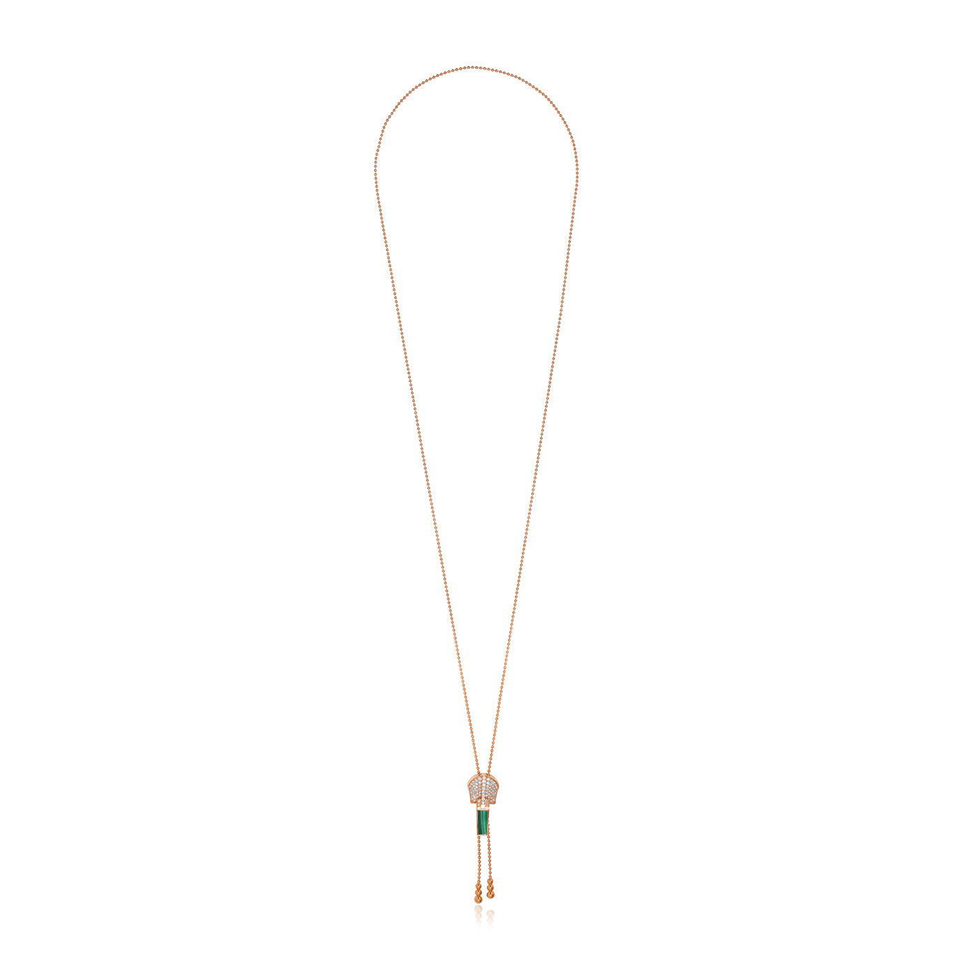 Lucien Rose Gold Diamond Zip Malachite Necklace