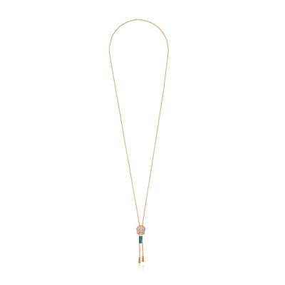 Lucien Rose Gold Diamond Zip Malachite Necklace