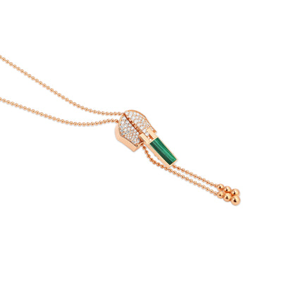 Lucien Rose Gold Diamond Zip Malachite Necklace