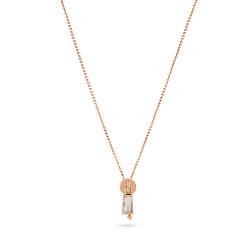 Lucien Rose Gold Diamond Mother Of Pearl Necklace