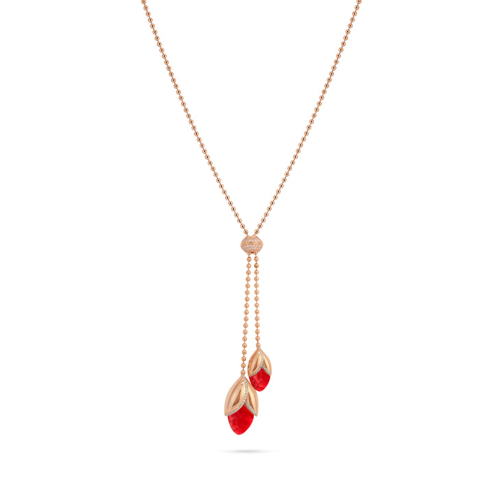 RONZA Rose Gold leaves Lemon Quartzite diamond necklace