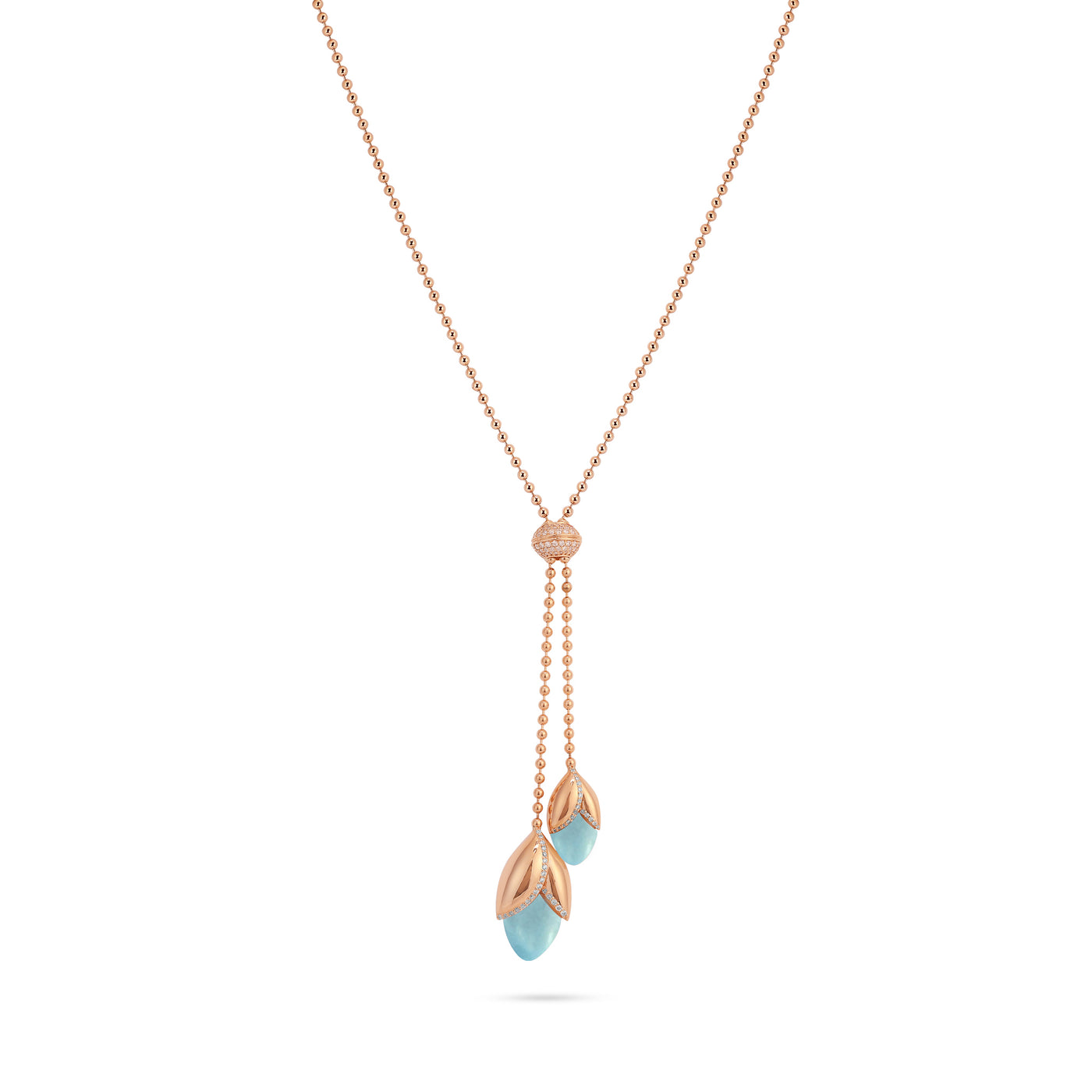 RONZA Rose Gold leaves Red Agate diamond necklace