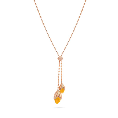  RONZA Rose Gold leaves Yellow Agate diamond necklace