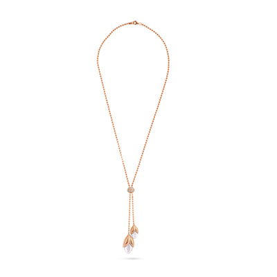 RONZA Rose Gold leaves mother of pearl diamond necklace