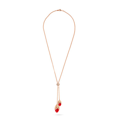 RONZA Rose Gold leaves Cherry Quartz diamond necklace