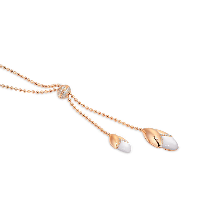 RONZA Rose Gold leaves mother of pearl diamond necklace