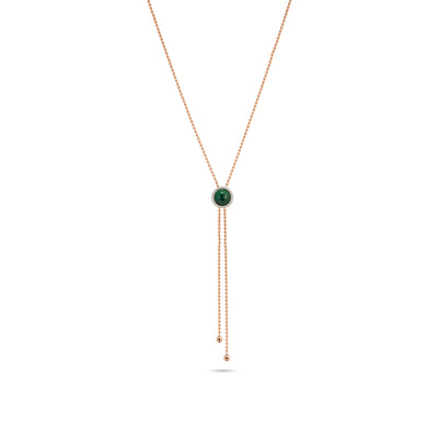 Lucien Rose Gold Diamond Round Malachite Necklace