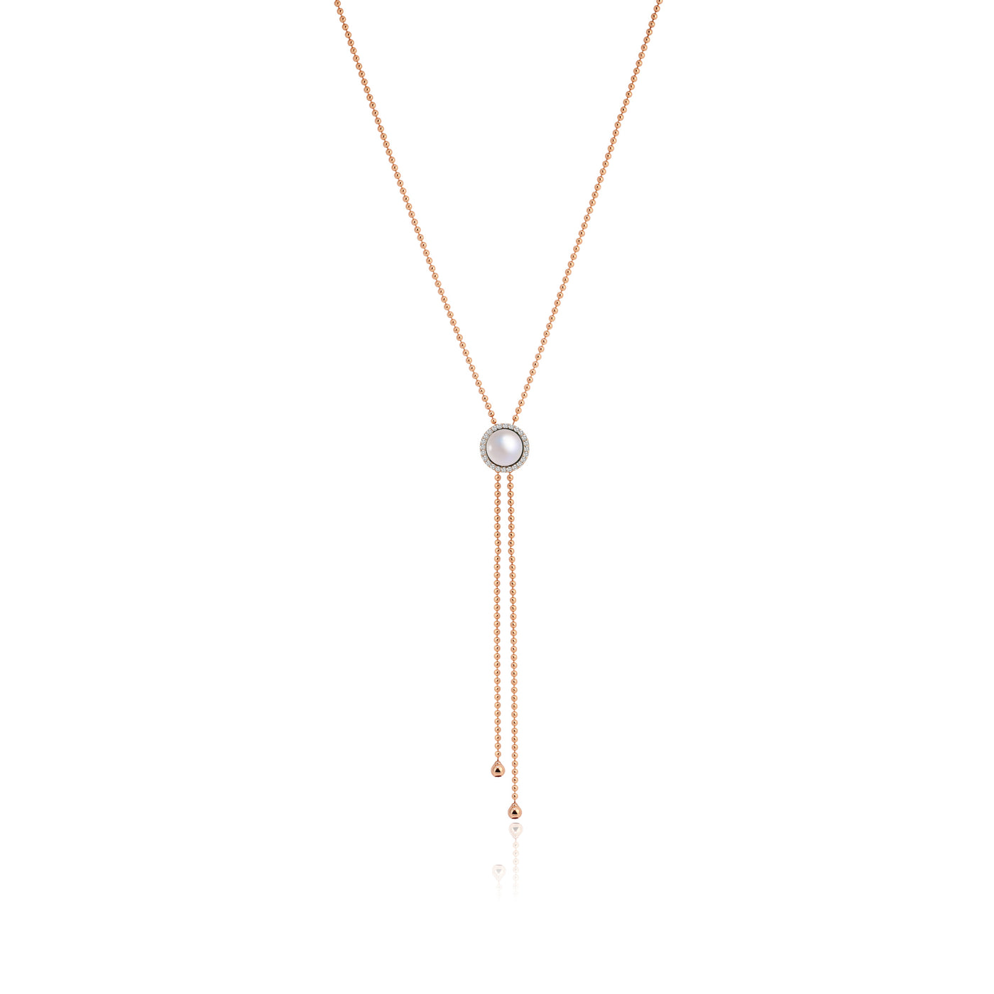 Lucien Rose Gold Diamond Round Mother of pearl Necklace