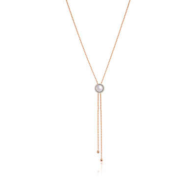 Lucien Rose Gold Diamond Round Mother of pearl Necklace