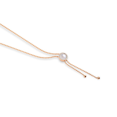 Lucien Rose Gold Diamond Round Mother of pearl Necklace