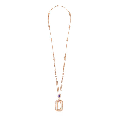 D' OPRAH Rose Gold Diamond Necklace amethyst Pink Sapphire Natural stones