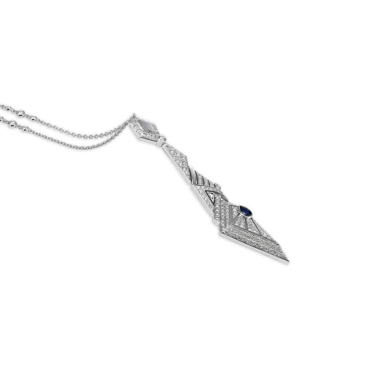 VISTA White Gold Pointed Diamond and Natural Sapphire Pendant