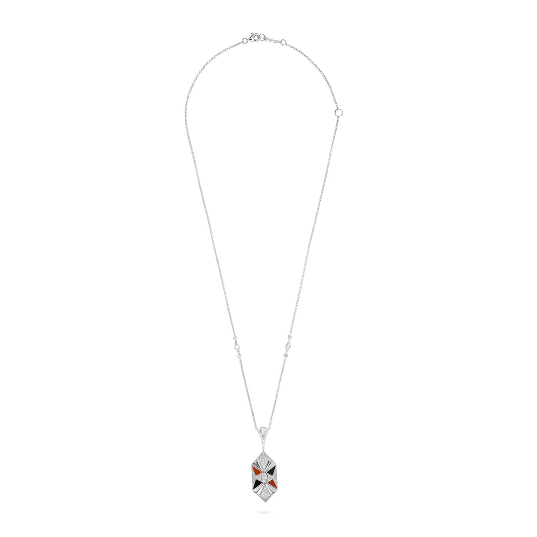 VISTA White Gold Diamond Pendant with Natural Stones