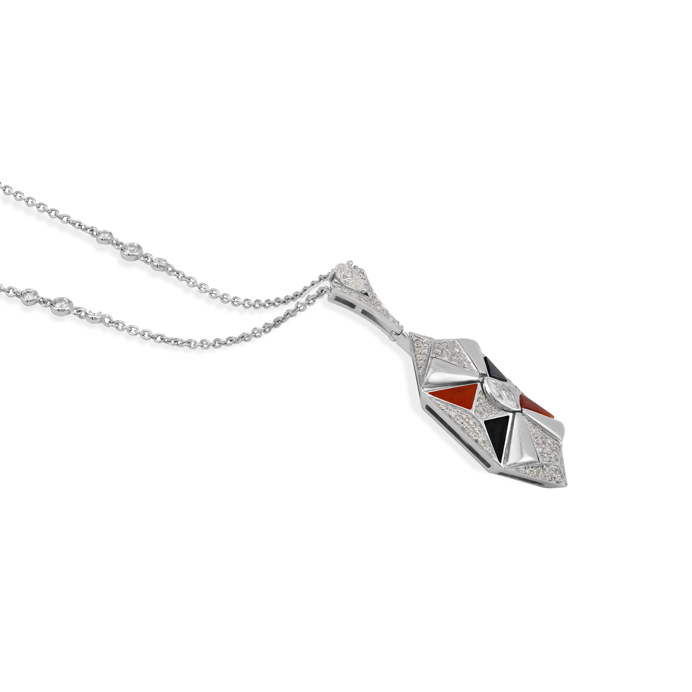 VISTA White Gold Diamond Pendant with Natural Stones