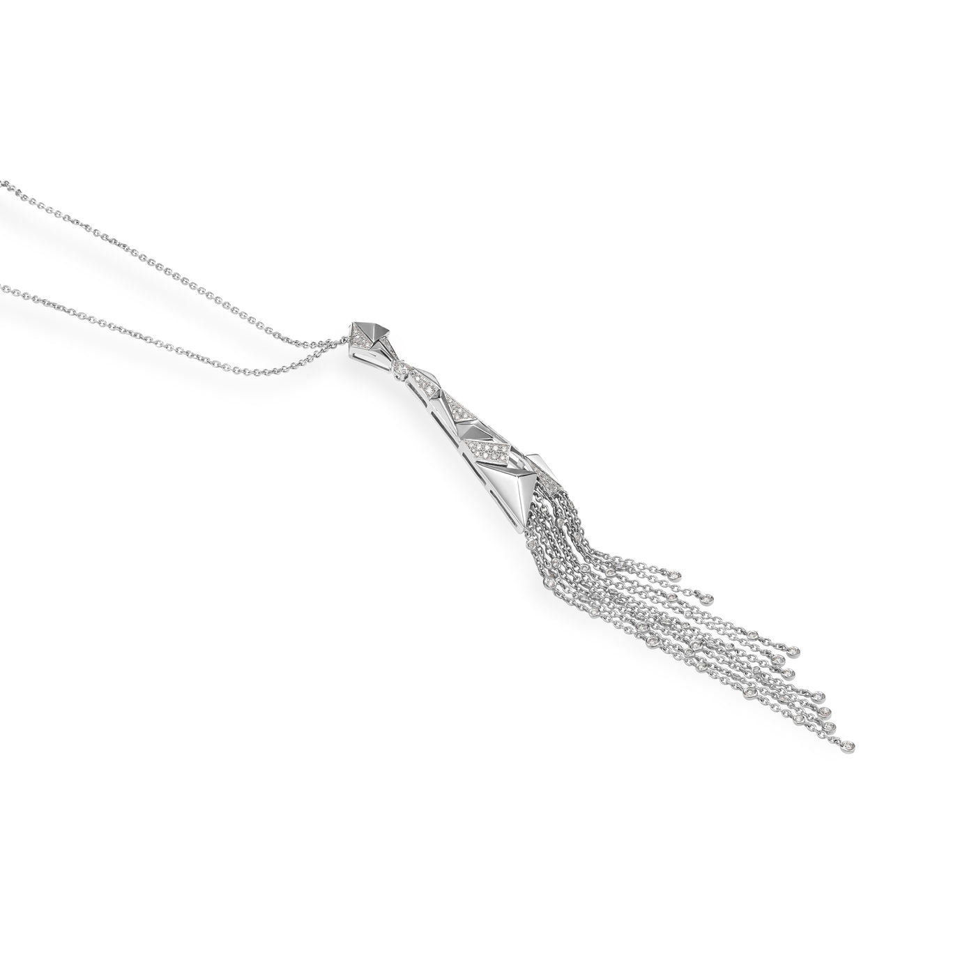 White Gold Pointed and tassel Diamond Pendant