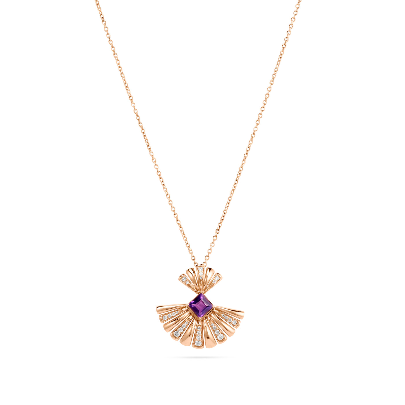 Soit Belle Rose Gold Diamond Pendant With Natural Amethyst