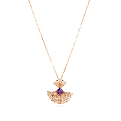 Soit Belle Rose Gold Diamond Pendant With Natural Amethyst
